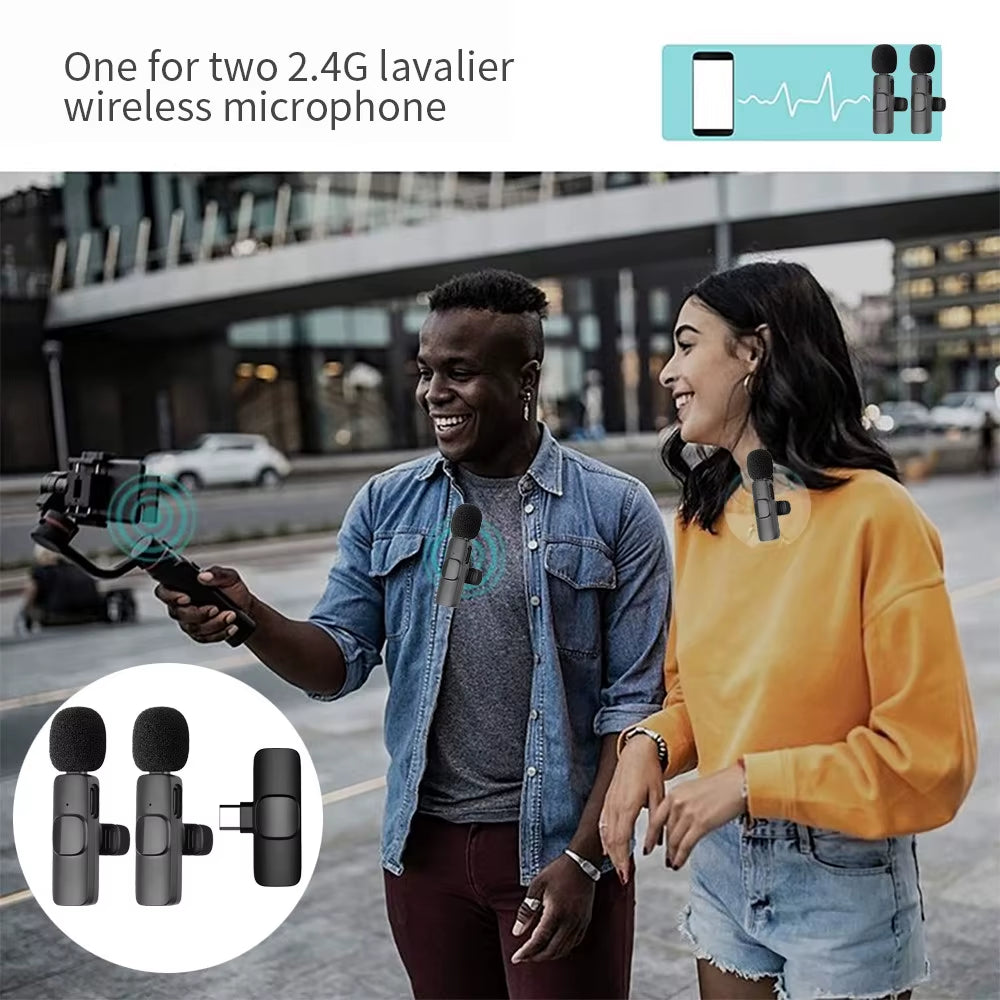 New Wireless Lavalier Microphone Portable Audio Video Recording Mini Mic for Iphone Android Live Broadcast Gaming Phone Mic