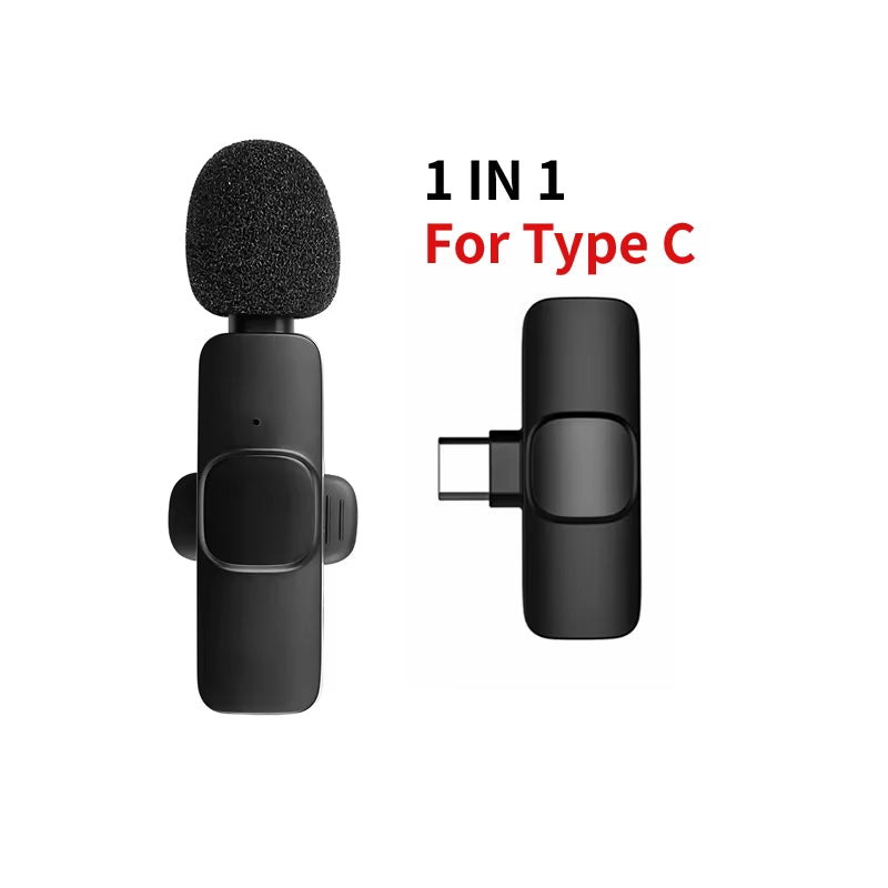 New Wireless Lavalier Microphone Portable Audio Video Recording Mini Mic for Iphone Android Live Broadcast Gaming Phone Mic
