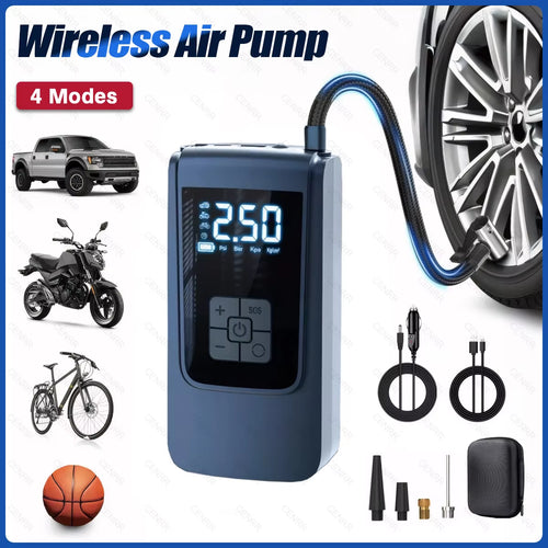 Portable Car Air Pump Wireless Tire Inflator Electric Air Compressor with LCD Digital Display for Car Motorcycles Bicycle Ball